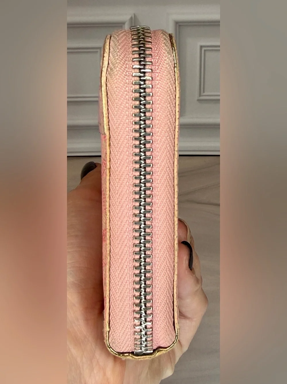 Goyard Sakura Rare Pink GM Zip Around Wallet Goyardine Leather Includes Box